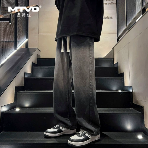 Летние тонкие джинсы, штаны, в американском стиле, свободный прямой крой