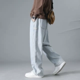 Демисезонные джинсы, утепленные повседневные брюки, в американском стиле, свободный прямой крой