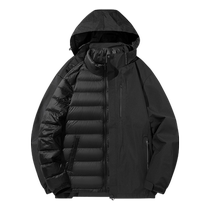 Goose Down Duvet Clothing Mens Autumn Winter Outdoor Windproof Waterproof Mountaineering Suit Jacket Three-in-one Detachable Submachine Clothing
