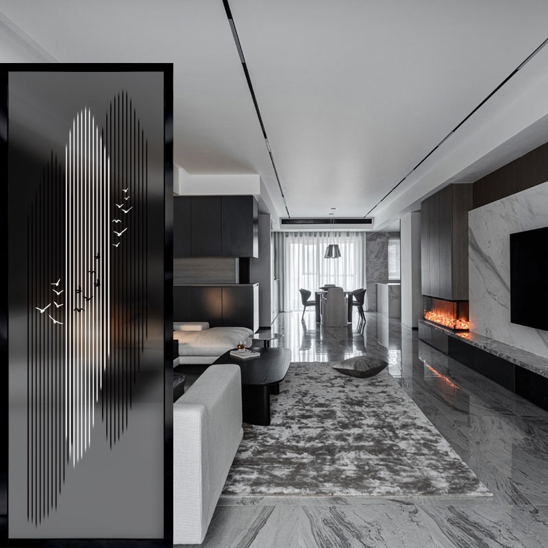 Modern minimalist hall entry door entry porch partition bedroom shelter home art glass screen craft decoration