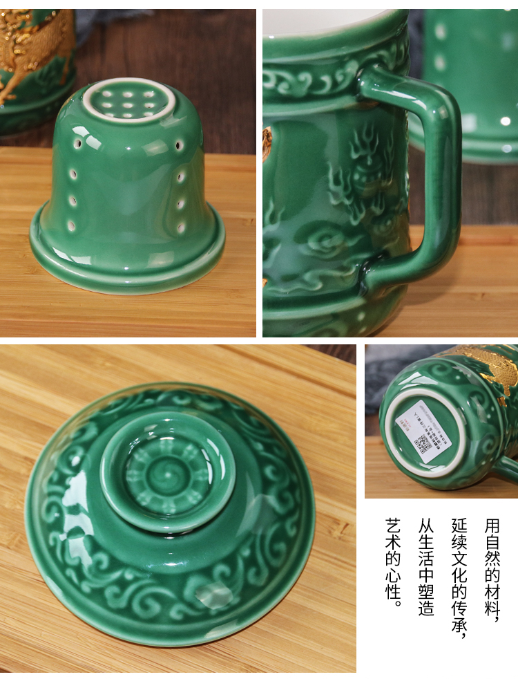 Dry Tang Xuan live China cups and gold kirin in delight the three cups) creative ceramic office tea cups water