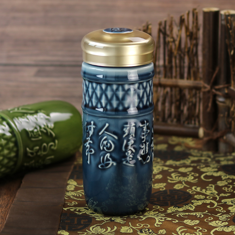 Do Tang Xuan porcelain cup call double layer heat insulation cup with the big calligraphy creative ceramic cup cup is it