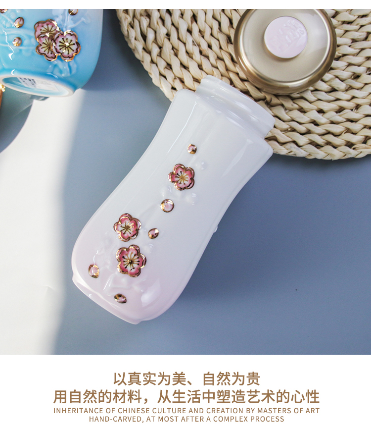 Do Tang Xuan porcelain fine gold hong mei harbinger accompanied cup double creative ceramic cup children gifts name plum cup