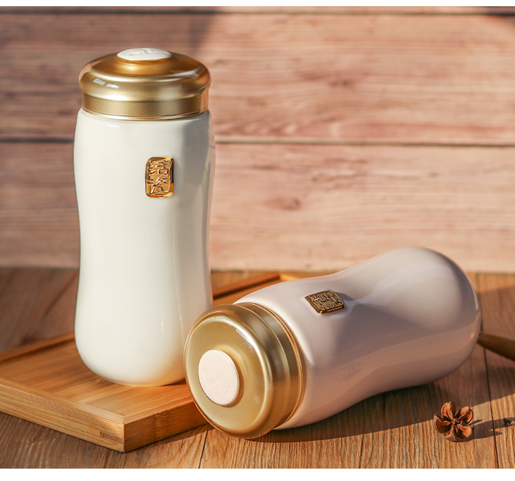 Do Tang Xuan porcelain cup joy harmony gold cup with double creative portable car ceramic tea cup