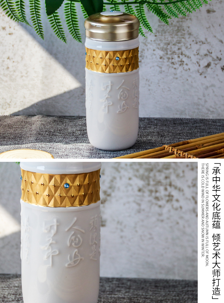 Do Tang Xuan porcelain cup authentic onstar gold call big calligraphy cup double ceramic cups of water glass with men