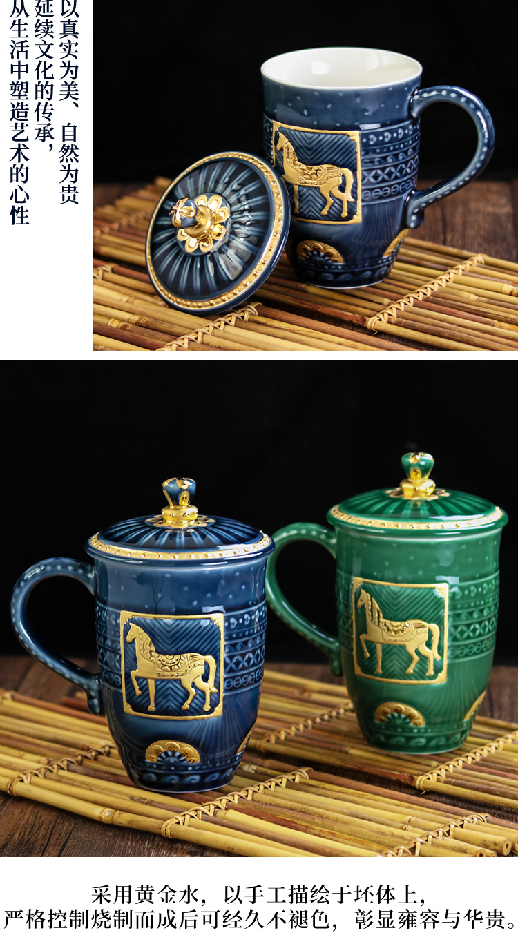 Do Tang Xuan porcelain fine gold royal horse high office tea ceramic cups water in a cup men 's business to send gifts