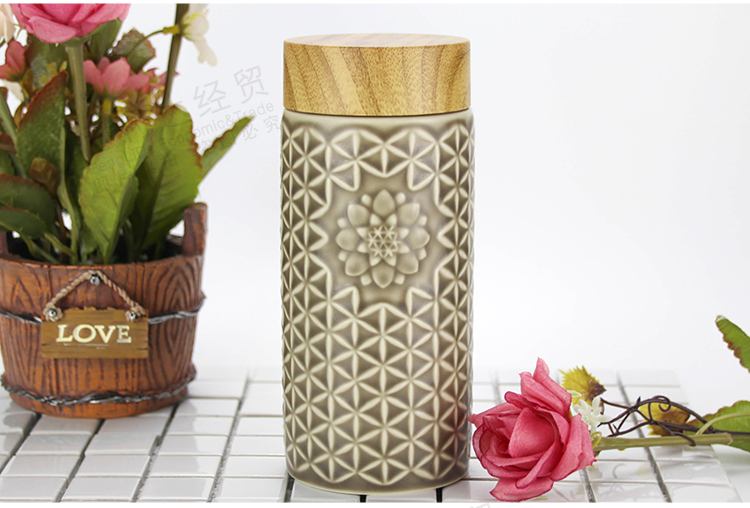 Do Tang Xuan porcelain cup the flower of life sunshine cup with double portable insulation glass ceramic water woman with a gift