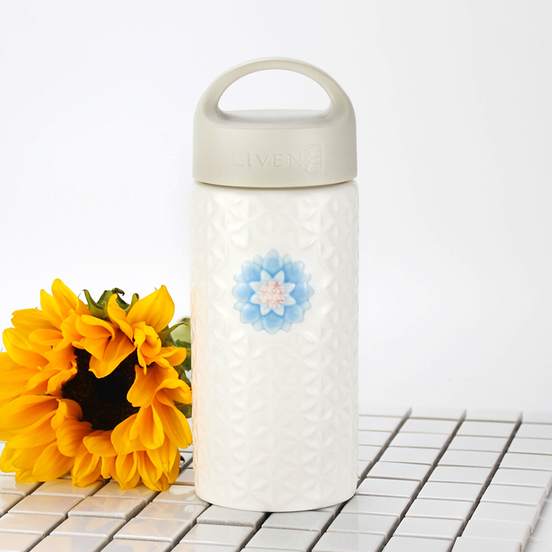 Do Tang Xuan porcelain cup coloured drawing or pattern the flower of life with you a cup of wood grain cover creative ceramic glass cup to send his girlfriend