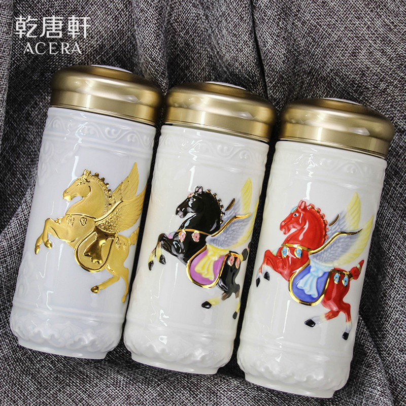 Do Tang Xuan porcelain the apprentice/dragon horse spirit take cup double business portable ceramic water glass gifts