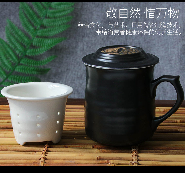 Do Tang Xuan ceramic cup wave grain high three cups of gold with children) to send the led business office tea cup