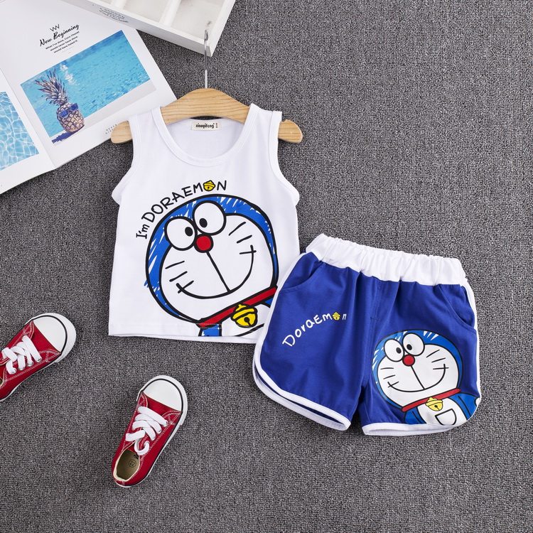 Male baby Summer vest set 0 1-2-3 years old Korean version of Little Boy baby boy clothes handsome 4 two-piece set