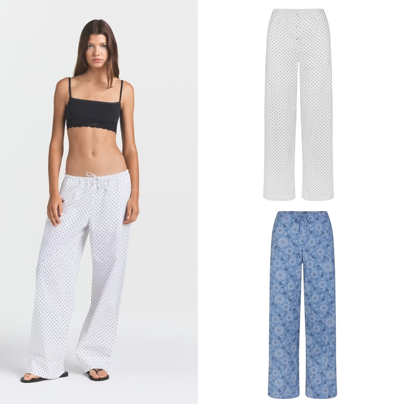 Skims New Product Cotton Poplin Sleep Straight Leg Pant Poplin Cotton Straight-Leg Pants