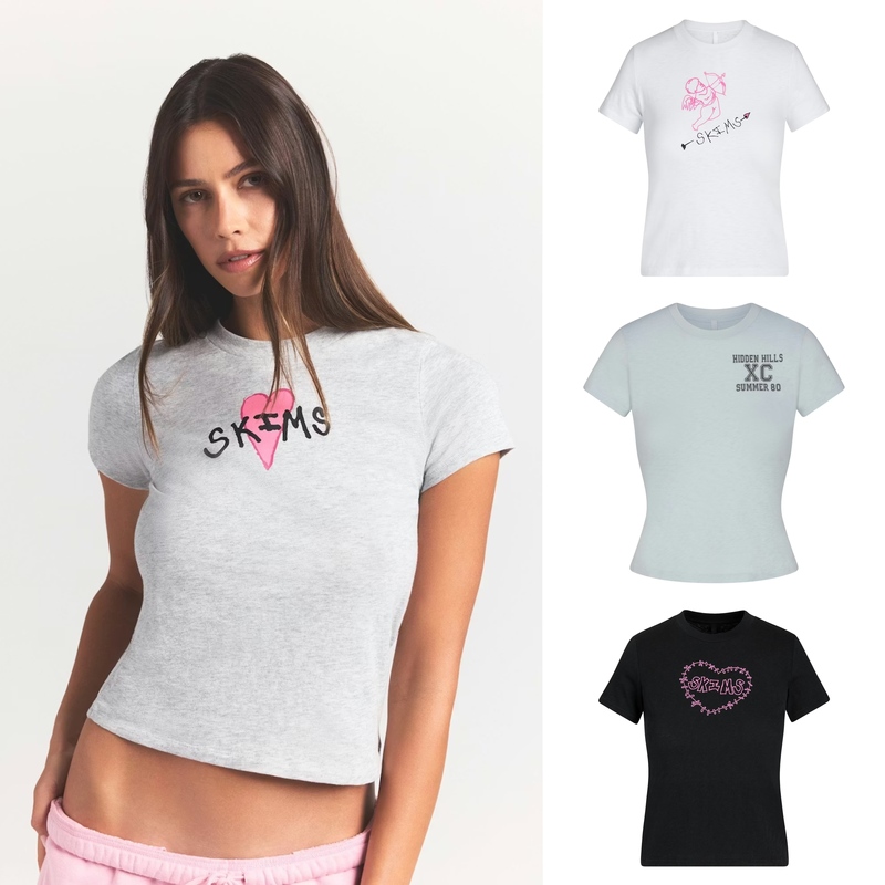 Super Good Fit Skims Worn in Jersey T-Shirt Washed Cotton Casual Short-Sleeved T-Shirt with Logo