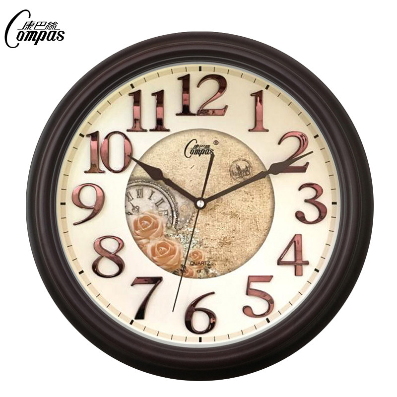 Combas Round Wall Clock Living Room Sweep Seconds Movement Inch Glass Watch Mute Personality Creative Pastoral Wall Clock