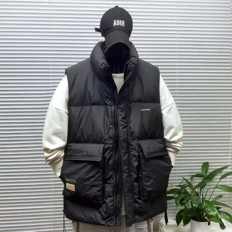 Large Size White Duck down Vest for Men and Teenagers, Trendy Casual Sleeveless Thickened down Vest
