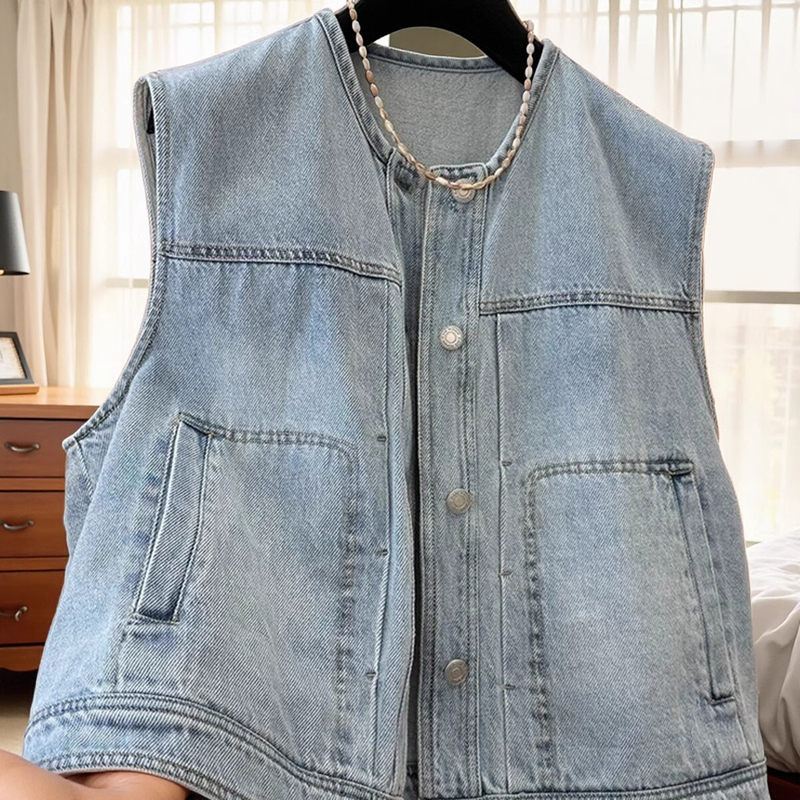 Extra Large Size 150kg Vintage Distressed Denim Vest for Men and Women, Sleeveless Summer Jacket, Layered Top 2