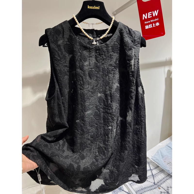 Extra Large Size 150kg Textured Design Dark Flower Sleeveless Vest for Men and Women Summer Thin Versatile Slimming Look Top 2