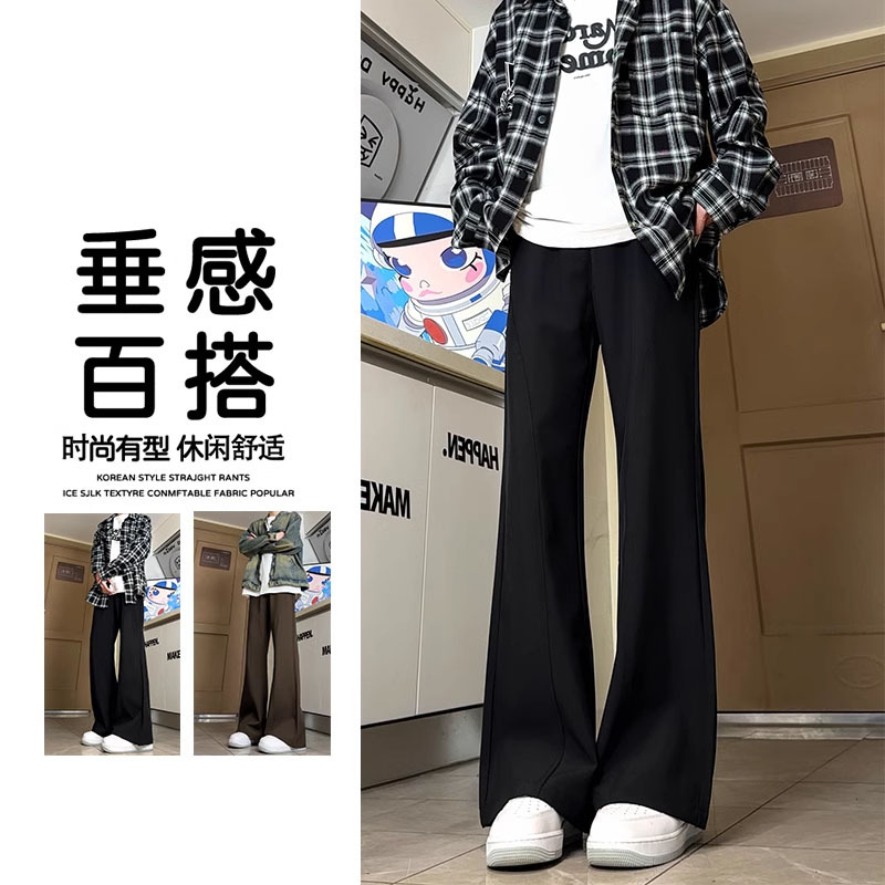 150kg Plus-Size American-Style Cleanfit Silhouette Black Casual Pants Unisex Straight-Leg Slightly Flared Vibe Pants 2