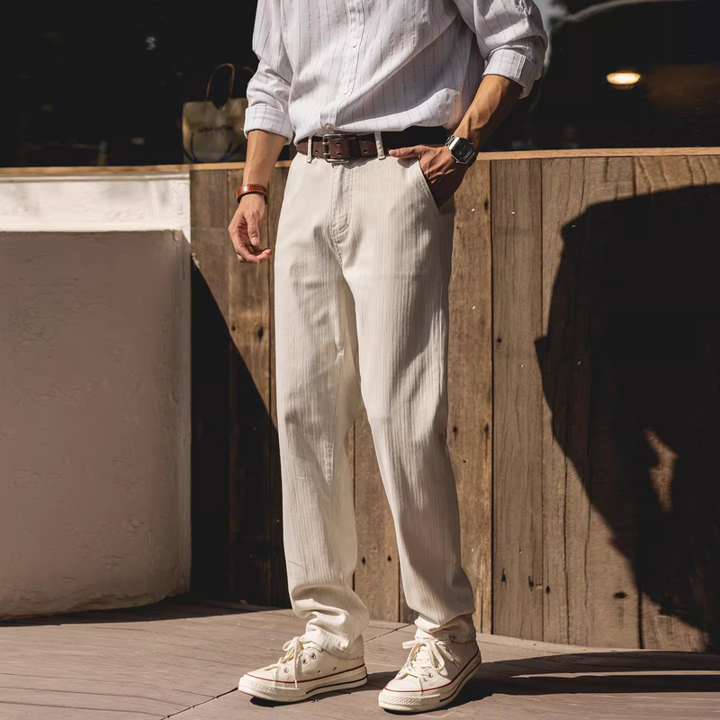 Large Size Herringbone Texture Jeans for Men, New Summer Style, American Style, Large Size Lyocell Straight-Leg Casual Pants