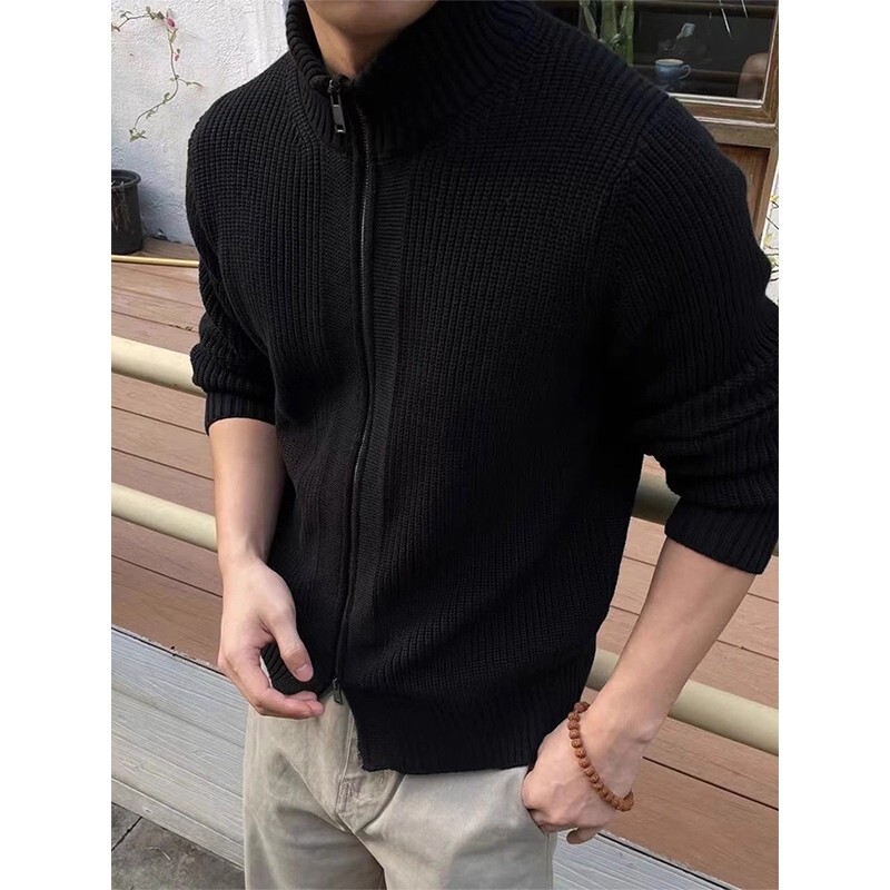 Plus Size 150kg American Style Stand-Up Collar Cardigan Knitwear for Men in Autumn and Winter Double Zipper Half Turtleneck Knitwear Knitwear Jacket Plus Size 150kg American Style Stand-Up Collar Cardigan Knitwear for Men in Autumn and Winter Double Zipper Half Turtleneck Knitwear Knitwear Jacket