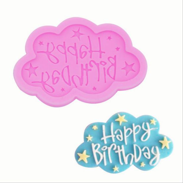 Chúc mừng sinh nhật chúc mừng sinh nhật đám mây thương hiệu silicone khuôn fondant kẹo sô cô la trang trí khuôn - Tự làm khuôn nướng khay làm kem