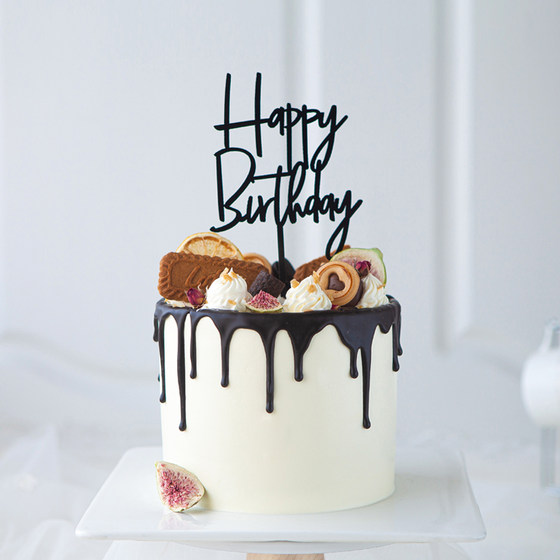 20枚装亚克力插牌生日快乐蛋糕装饰插旗插件摆件网红派对甜品台