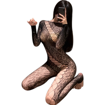 Fei Mu Mesh Hollow Jumpsuit Sexy Stockings Sexy 2024 New Tearable Black Silk Temptation Underwear 7524
