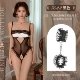 Черная стальная опора, вырез на груди, высококачественный комбинезон + кружевные наручники SM Bondage.