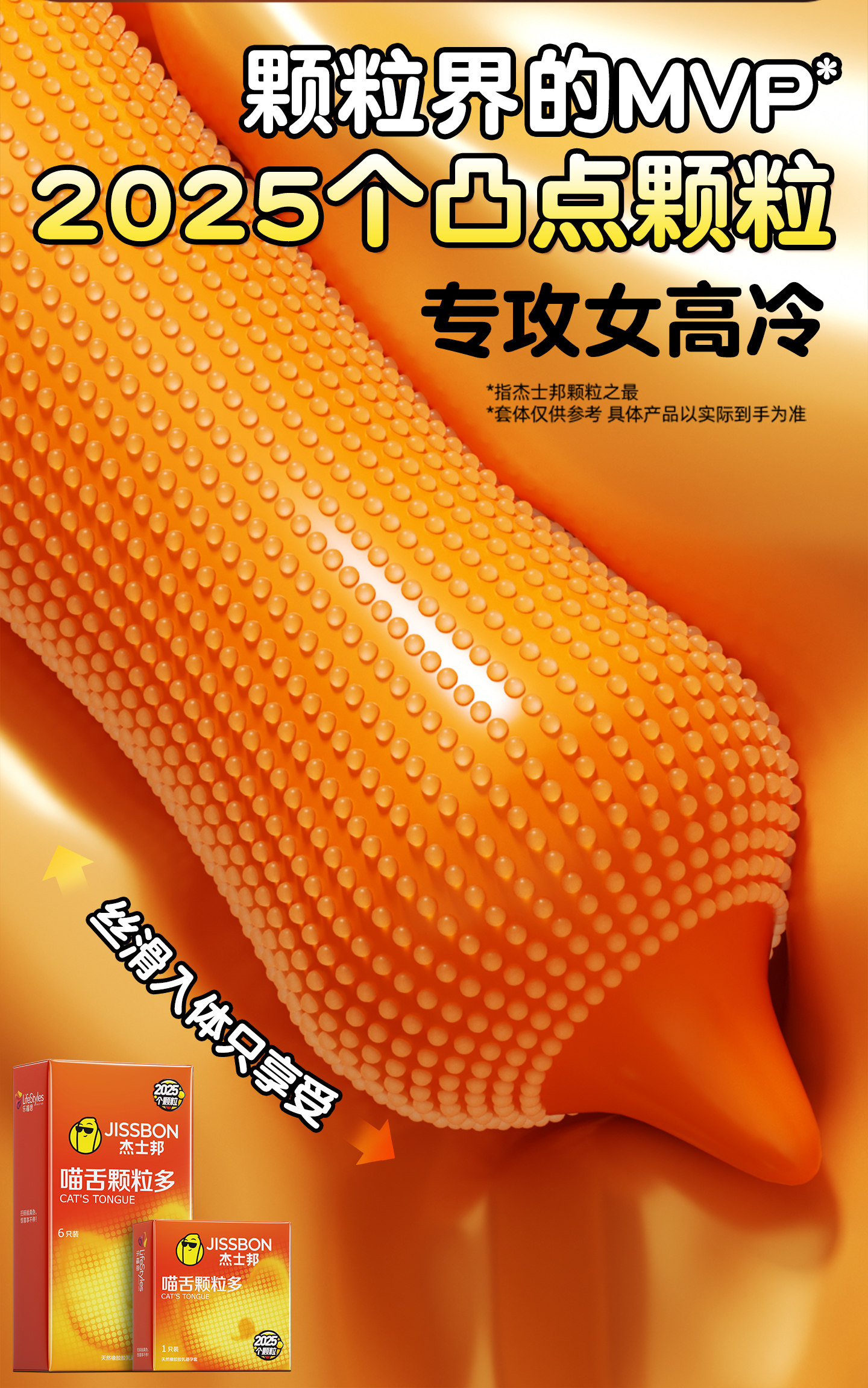 Jissbon Textured Condoms with Spikes, Ultra-Thin Natural Latex, Medium, 3-Pack — detail image 14