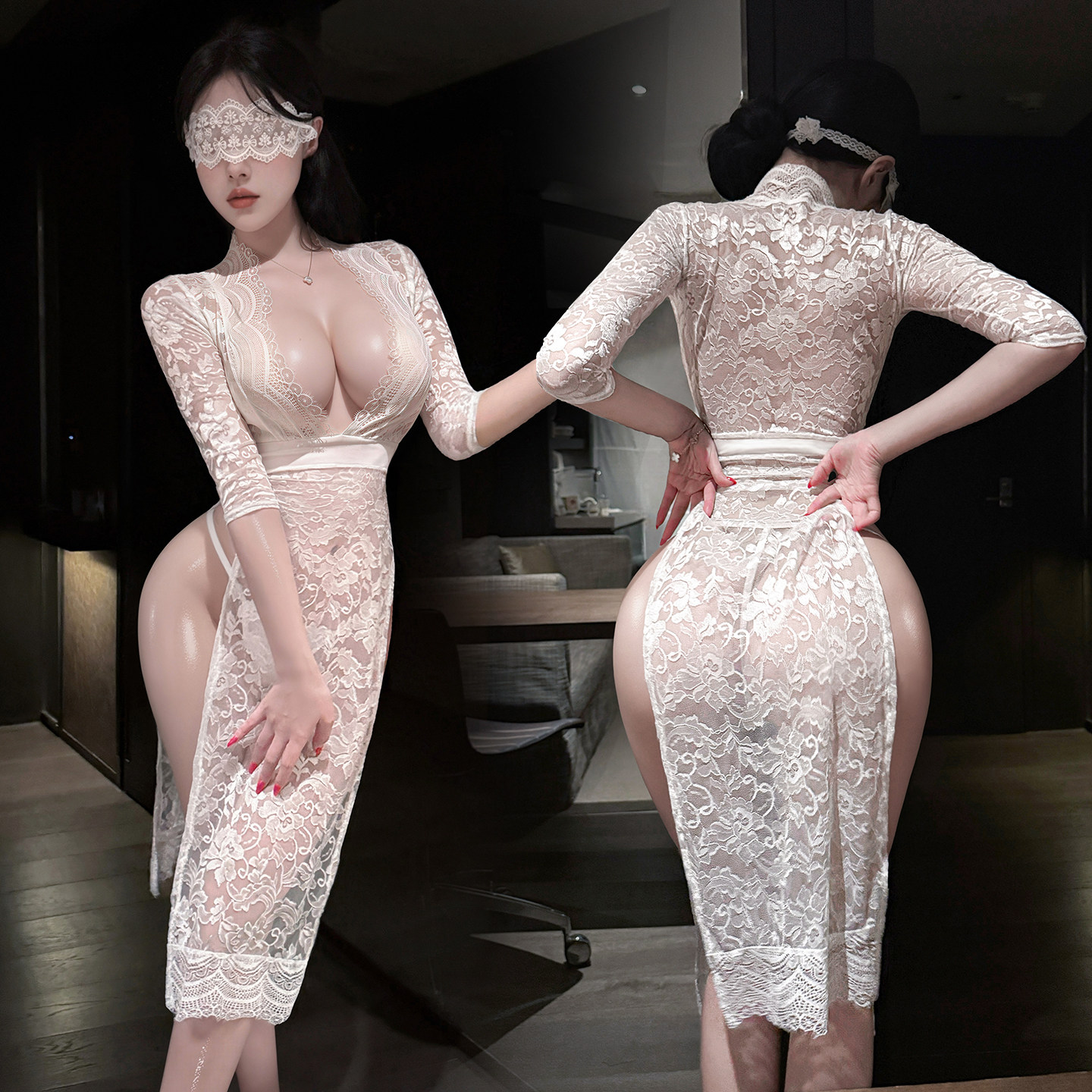 Feimu Lace Nightgown Set detail 4