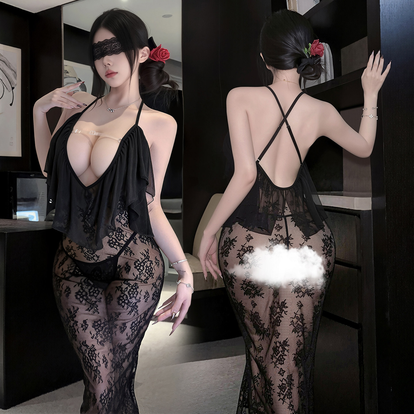 Verführerisches Spitzen-Nachtkleid detail 3