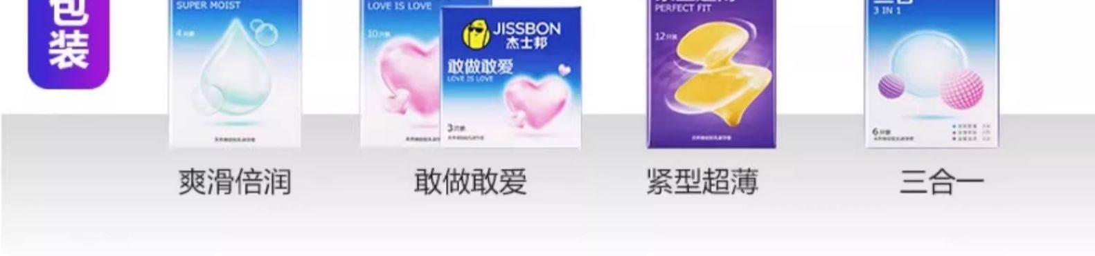 Jissbon Textured Condoms with Spikes, Ultra-Thin Natural Latex, Medium, 3-Pack — detail image 40