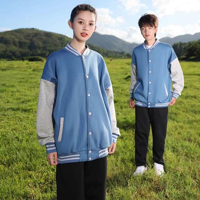 ດູໃບໄມ້ລົ່ນແລະລະດູຫນາວ velvet ເຄື່ອງແບບ baseball ການໂຄສະນາ custom sportswear class uniform jacket custom zipper sweatshirt printed logo workwear