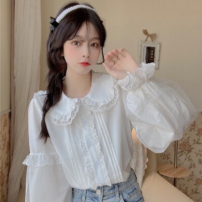 taobao agent Autumn demi-season doll, sexy top, Lolita style, doll collar, long sleeve