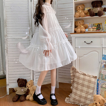 Days soft brother-in-law sweet and cute trumpeter sleeves Agaric Side Princesss dress Childrens dress Children early spring loose 100 hitch in the middle of a dress
