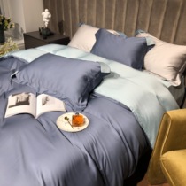 Color-Plating Summer Ice Silky Tencel Four-piece Lyocell Light Luxury Pure Color Nordic Sleeping quilt cover Bedding