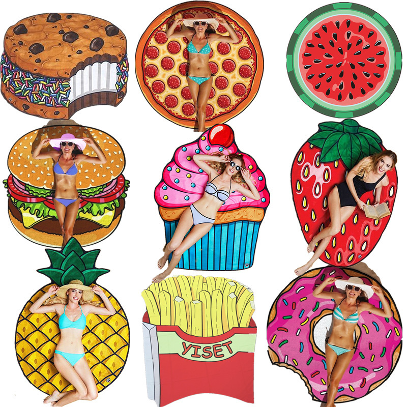 European and American Beach Towels Donut-Shaped Extra Large Outdoor Travel Microfiber Beach Mat Tie-Dye Pattern Beach Cushion