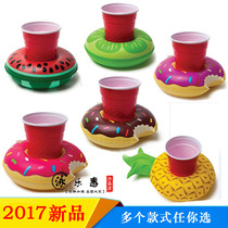 Inflatable Flamingo cup holder water Cola cup holder inflatable watermelon lemon pineapple cup holder coconut drink cup holder