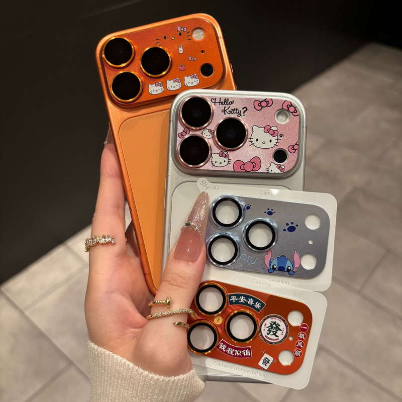 Trendy ins Style Suitable for Apple 17 Pro Max Lens Film Integrated Metal 16 Pro Max Camera Protective Film Advanced Anti-Drop 15 Pro/14 Pro Camera Film Cartoon 15 Max Back Film Anti-Scratch