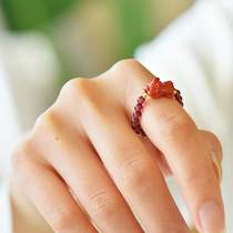 Mika natural garnet cinnabar ring original design ring ring Crystal