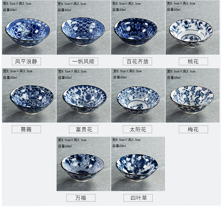 Bộ tách trà nhỏ Kung Fu Bộ tách trà gia đình Sản phẩm Cup Bộ tách trà đơn màu tím Cát thùng Master Cup màu xanh hoa cốc bộ ấm trà cao cấp
