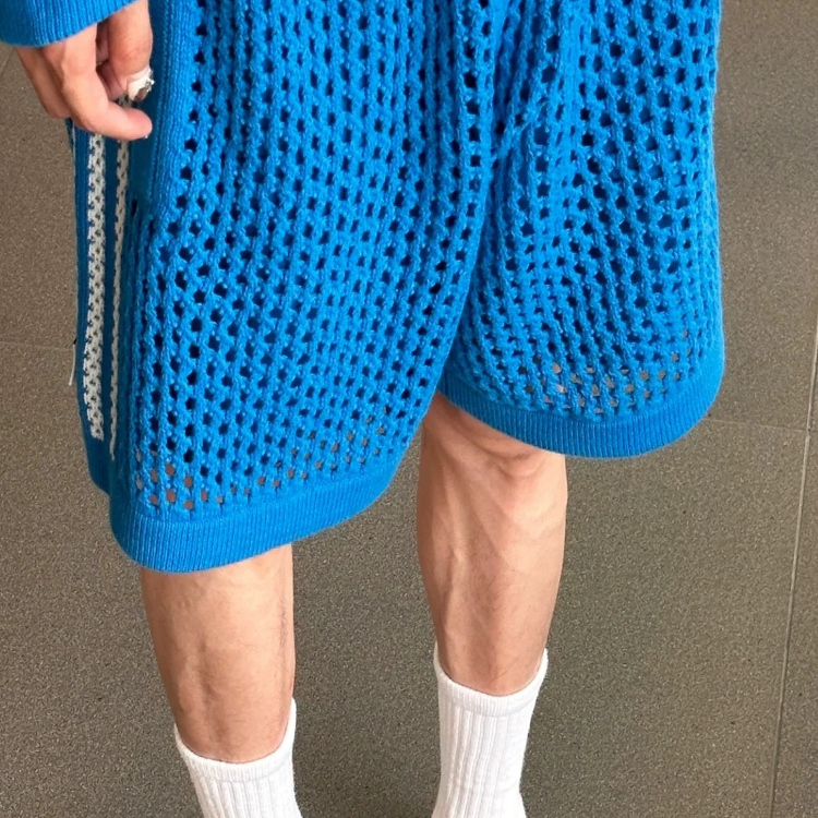 Edison Chen's Same Style Couple's Knitted Hollow-Out Shorts, Comfortable, Soft, Breathable Mesh Shorts, Unisex