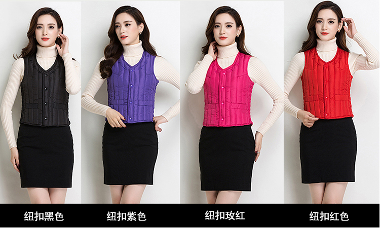 Áo vest cotton nữ mùa đông ngắn mẹ size lớn dày ấm áp áo cotton vai nữ mới thời trang vest đen áo phao lông vũ nữ
