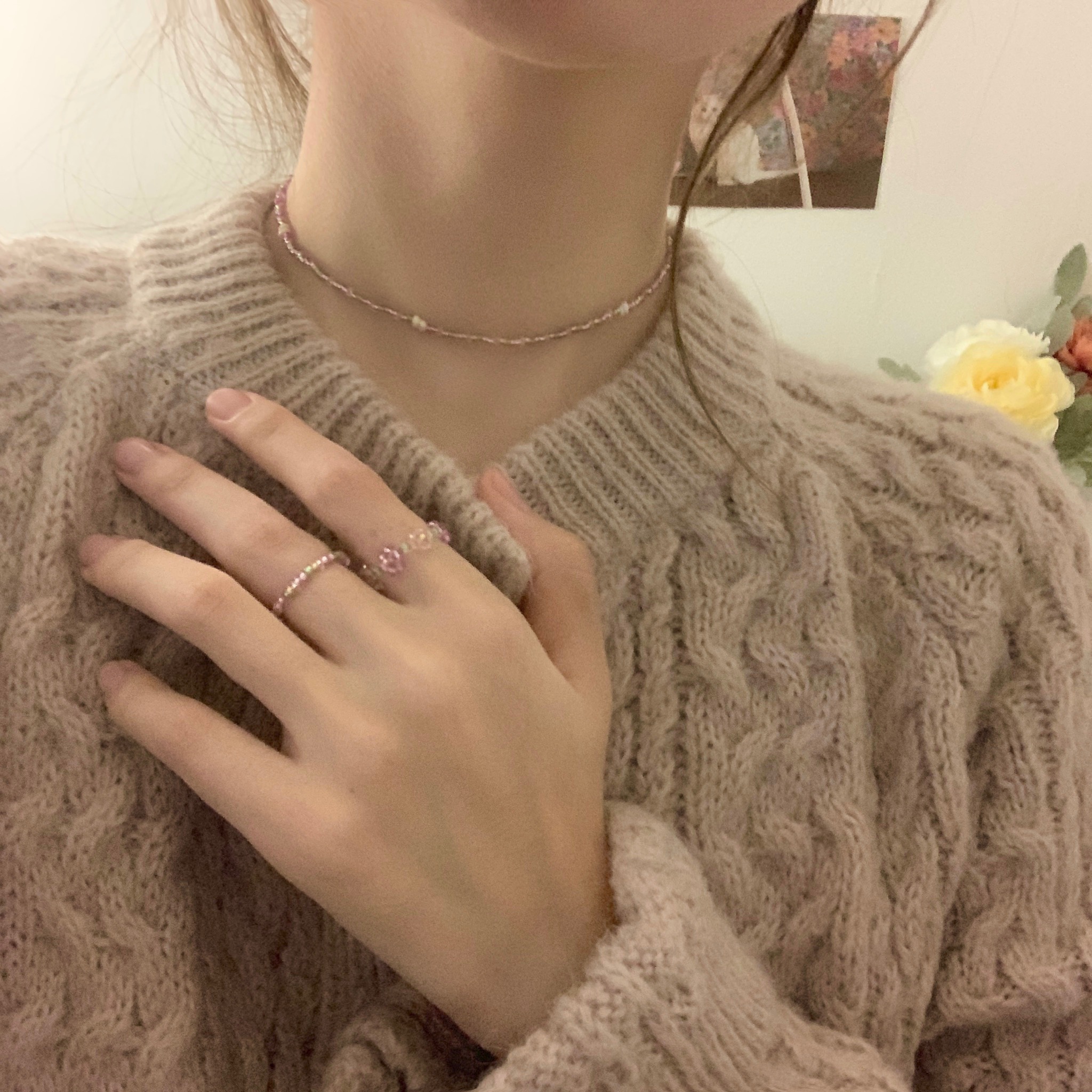 NecklaceYEE   ACC   SHOP After the rain Rose Garden original self-control Japan and Korea Minority Beading Ring Bracelet ornaments Girlish