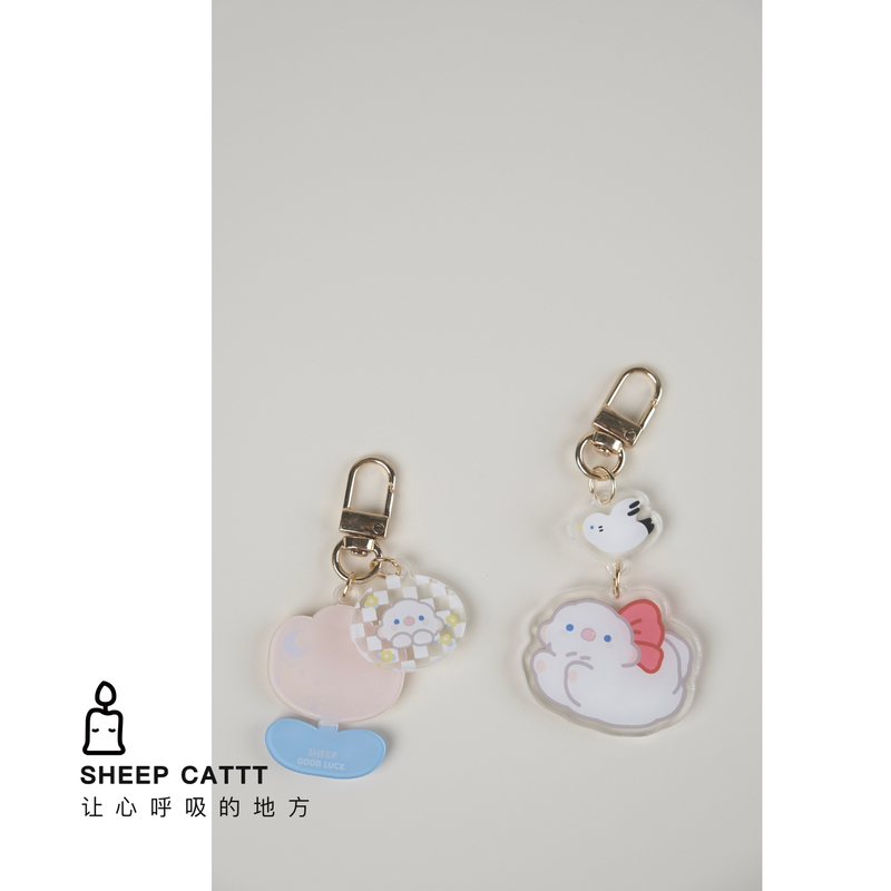 Buy 2 Get 1 Free Sheepcattt Acrylic Keychain Pendant Lamb Cat Bag Charm Lamb Hillside Gift