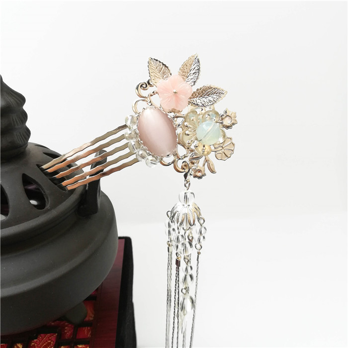 Fenghua Hanfu phụ kiện tóc kẹp tóc trang phục tiara cổ retro tua cổ tiara tóc lược bước nhảy hiệu suất - Phụ kiện tóc kẹp tóc nơ