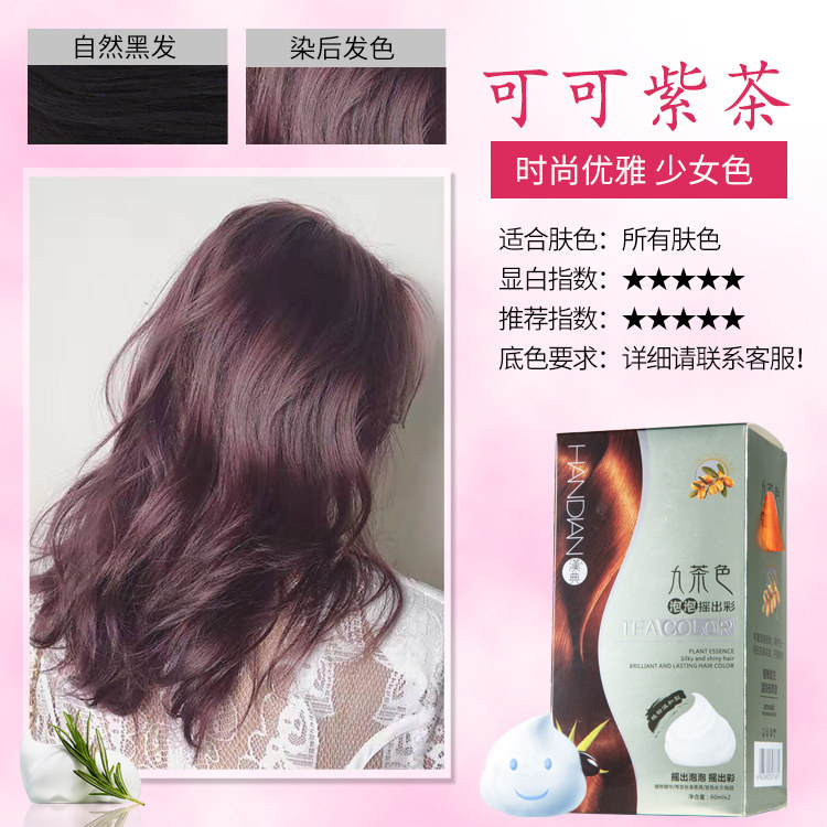 Purple bubble foam hair dye female 2020 new black purple milk tea plant pure self-dyeing hair trembles at home
