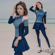 Swimsuit Female Split Skirt Style Four Pieces Big Code Conservative Shading and Slim Fashion Collage Spa Snorkeling Swimsuit