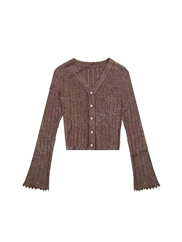 Элегантный модный кардиган, мегафон, трикотажный лонгслив, французский стиль, 2023, осенний