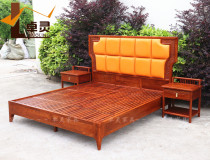New Chinese style double bed hedgehog rosewood furniture bedroom solid wood leather soft back bed rosewood 1 8m wedding bed